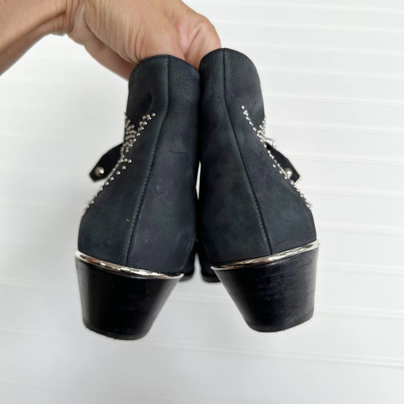 Chloe Black Ankle Boots with Silver Accents - Picture 4 of 9